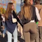 Disney land teen girl in leggings candid ass video